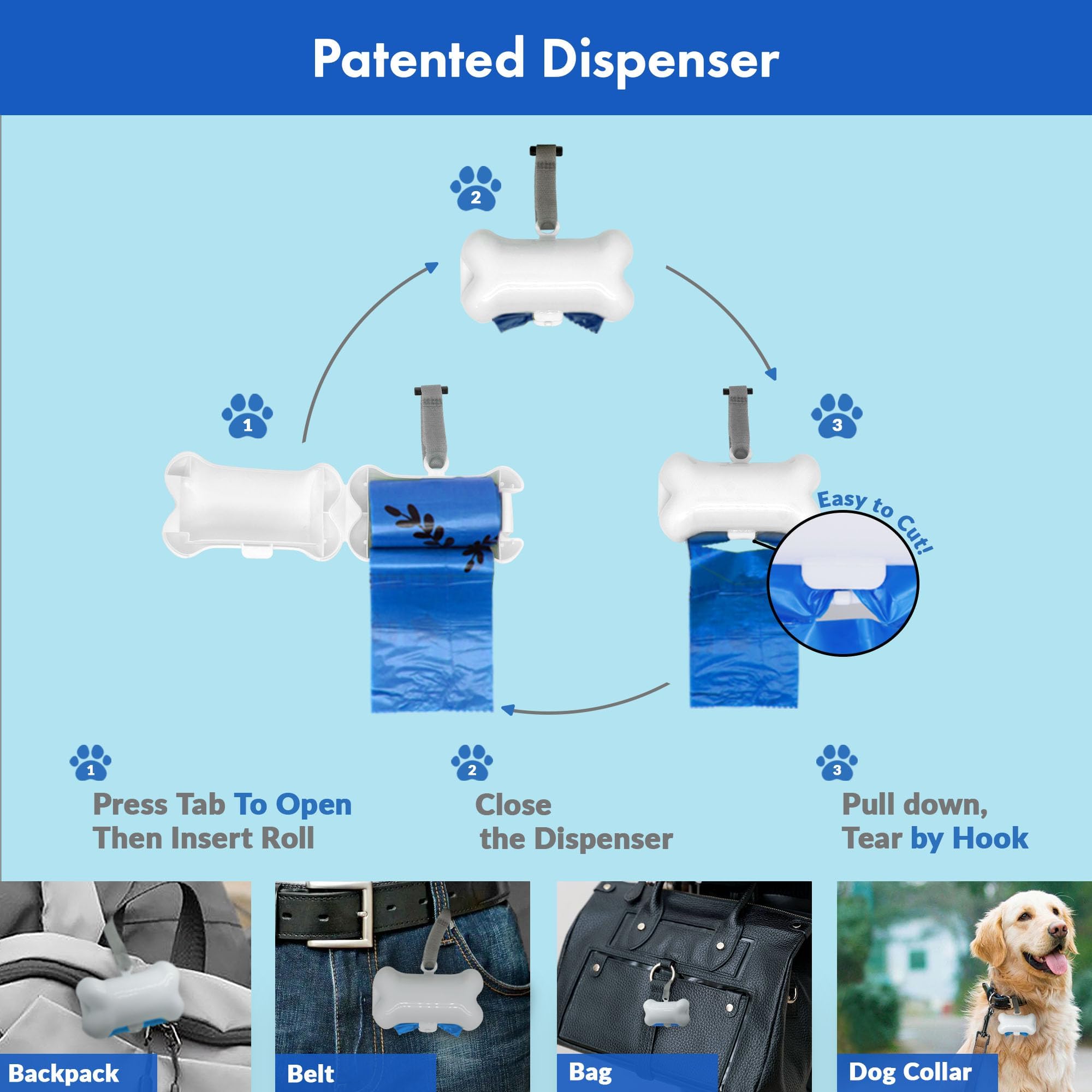 GORILLA SUPPLY Dog Poop Waste Bags with Dispenser and Leash Tie, 9 x 13 ,ed, 1000 Count