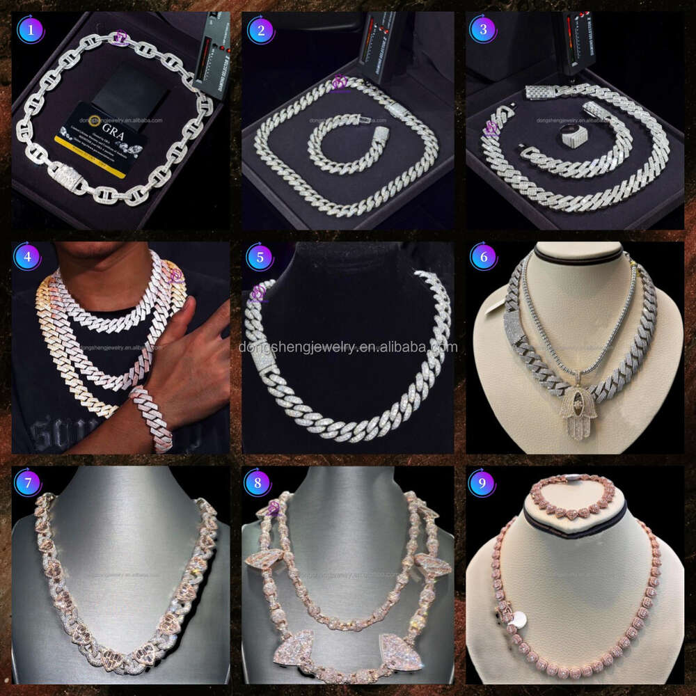 15mm 18mm Hip Hop Jewelry High Quality 925 Silver Cuban Necklace d Vvs Iced Out Moissanite Link Chain for Mens