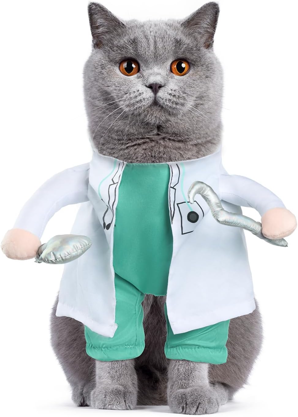 NACOCO Halloween Dog Doctor Costume - Pet Dentist Clothes Cat Funny Uniform Green Outfit Apparel Adjustable for Medium and Large Dogs(Green, S