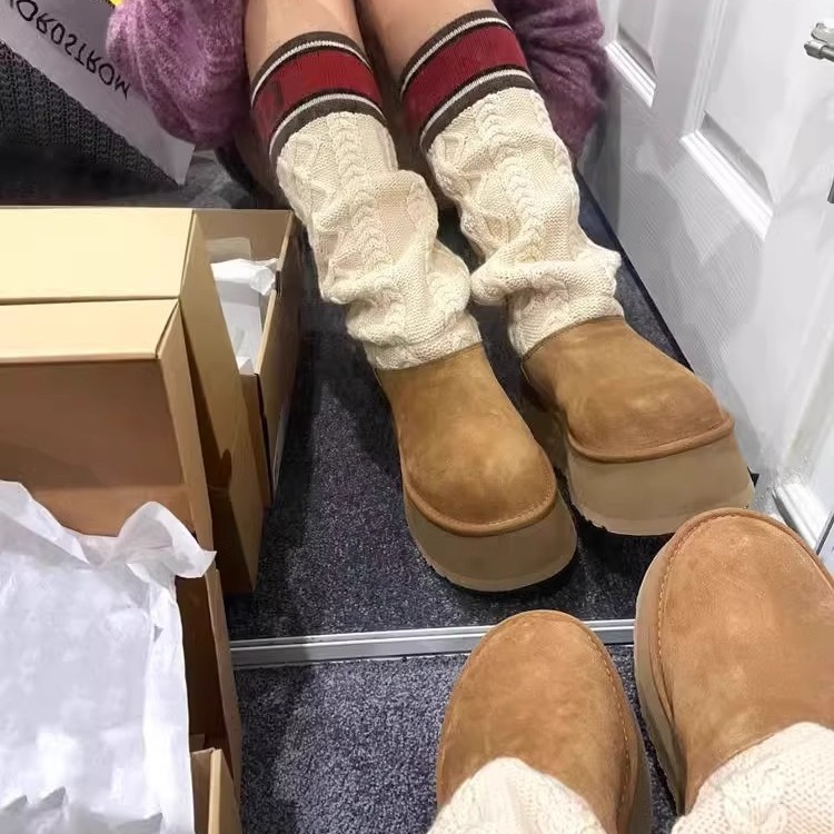 Winter Autumn Womens Over The Knee Sock Big Warm Increasing Long Boots Knieeted Thick Sole Mujer Shoes Boats Size 44