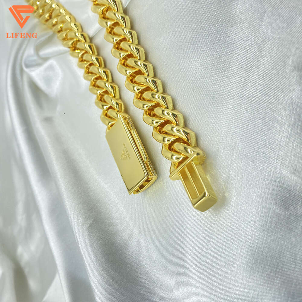 Lifeng Jewelry Ice 3 Row Cuban Link Chain Wholesale Silver 18k Gold Plated Miami Men Moissanite Cuban Necklace