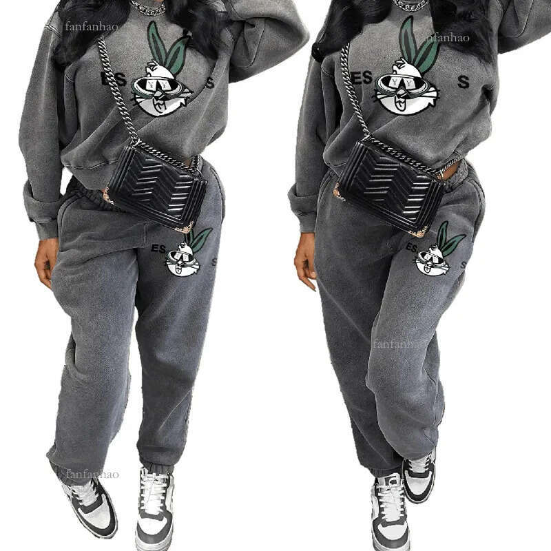 Designer Women Fall Tracksuits Letter Print Two Piece Sets Winter Elegant Outfits Crop Tops 2 Piece Sets Joggers Sweatsuits