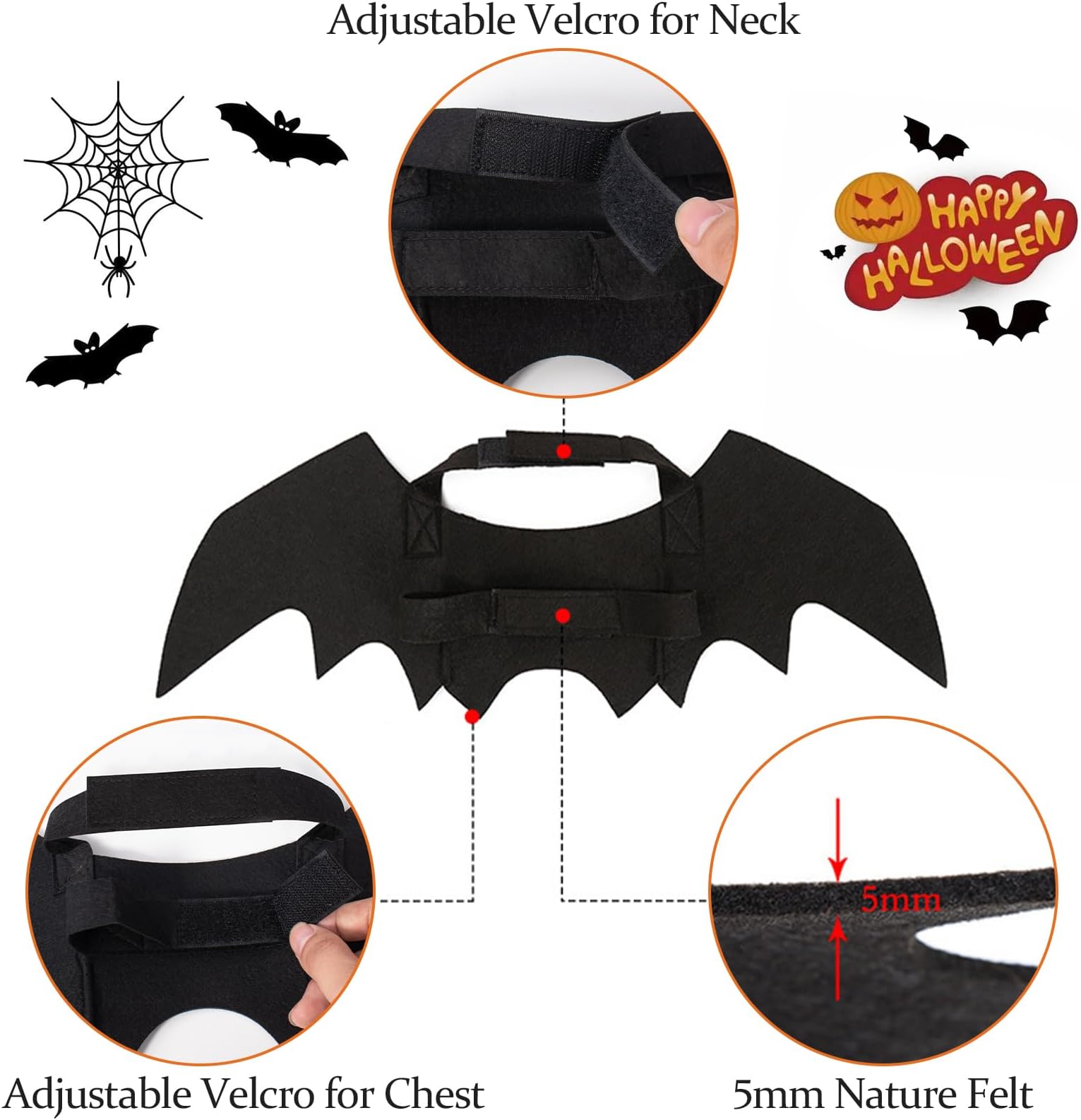 Wings, Pet Costume Small Medium Dogs, Cosplay Bat Wings for Cat Dog Halloween Party Decoration