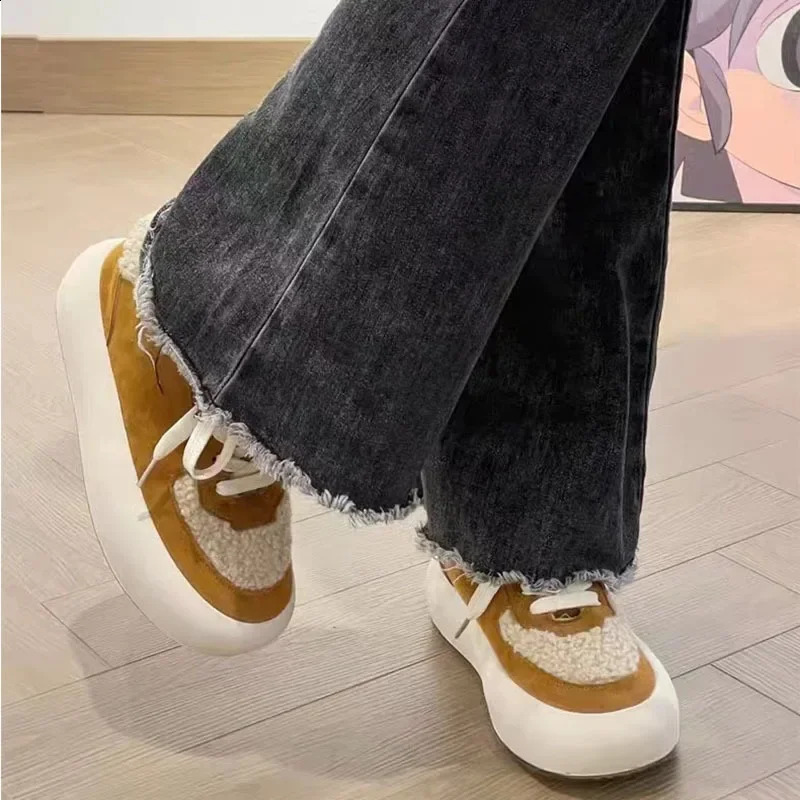 Fashion cotton sports shoes warm suede platform sports shoes casual winter with wool snow Bottas MUJI mixed color tennis shoes241127bj