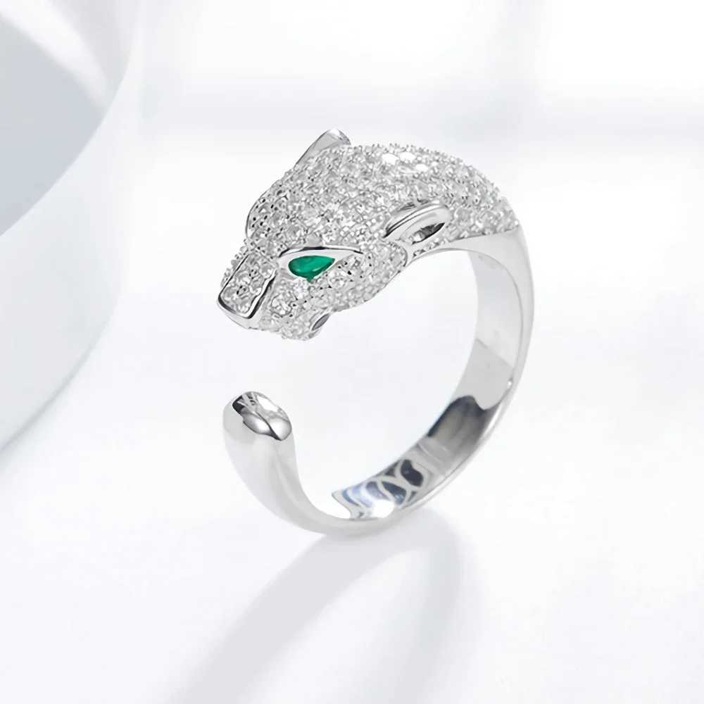 Luxury 925 Sterling Silver fine Crystal cute leopard head Rings for women fashion wedding Accories Jewelry Christmas giftsXJ241127