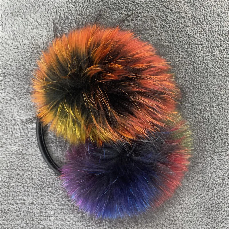 Rainbow Color Fox Fur Earmuffs Warm Protection Earmuffs Genuine Leather Bracket Fur Earmuffs Ear Covers Winter Earmuffs 241126