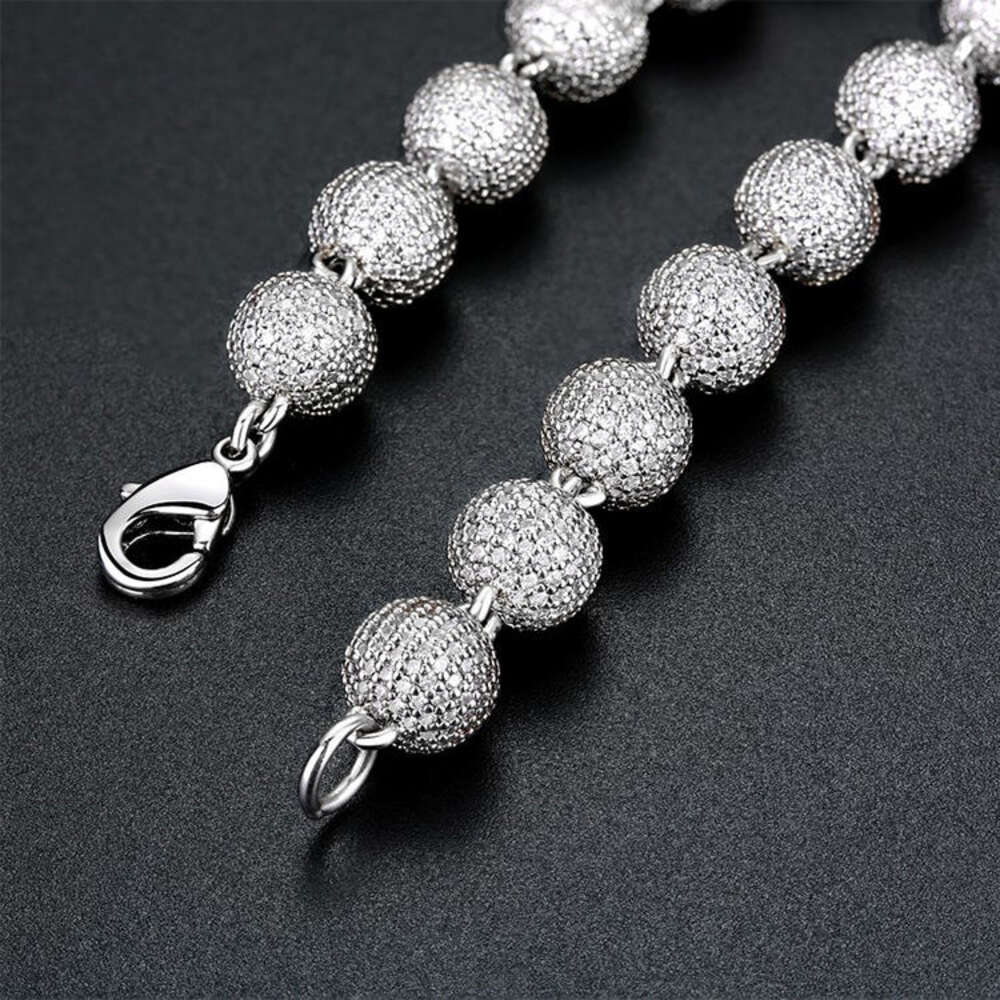 Hip Hop Rapper Fashion Jewelry Bling Sterling Silver 8mm Iced Out Moissanite Ball Chain