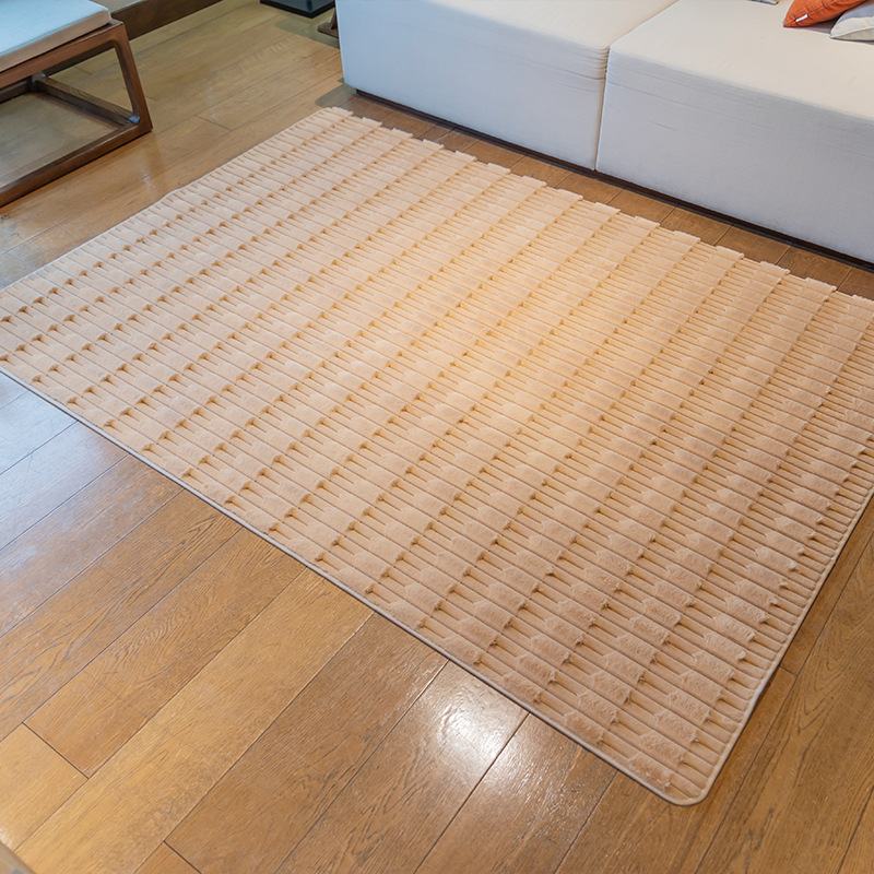 Modern Minimalist Rabbit Hair Bamboo Knot Patterned Floor Mat, Living Room Coffee Table Blanket, Easy To Maintain Home Sofa, Solid Color Rabbit Hair C