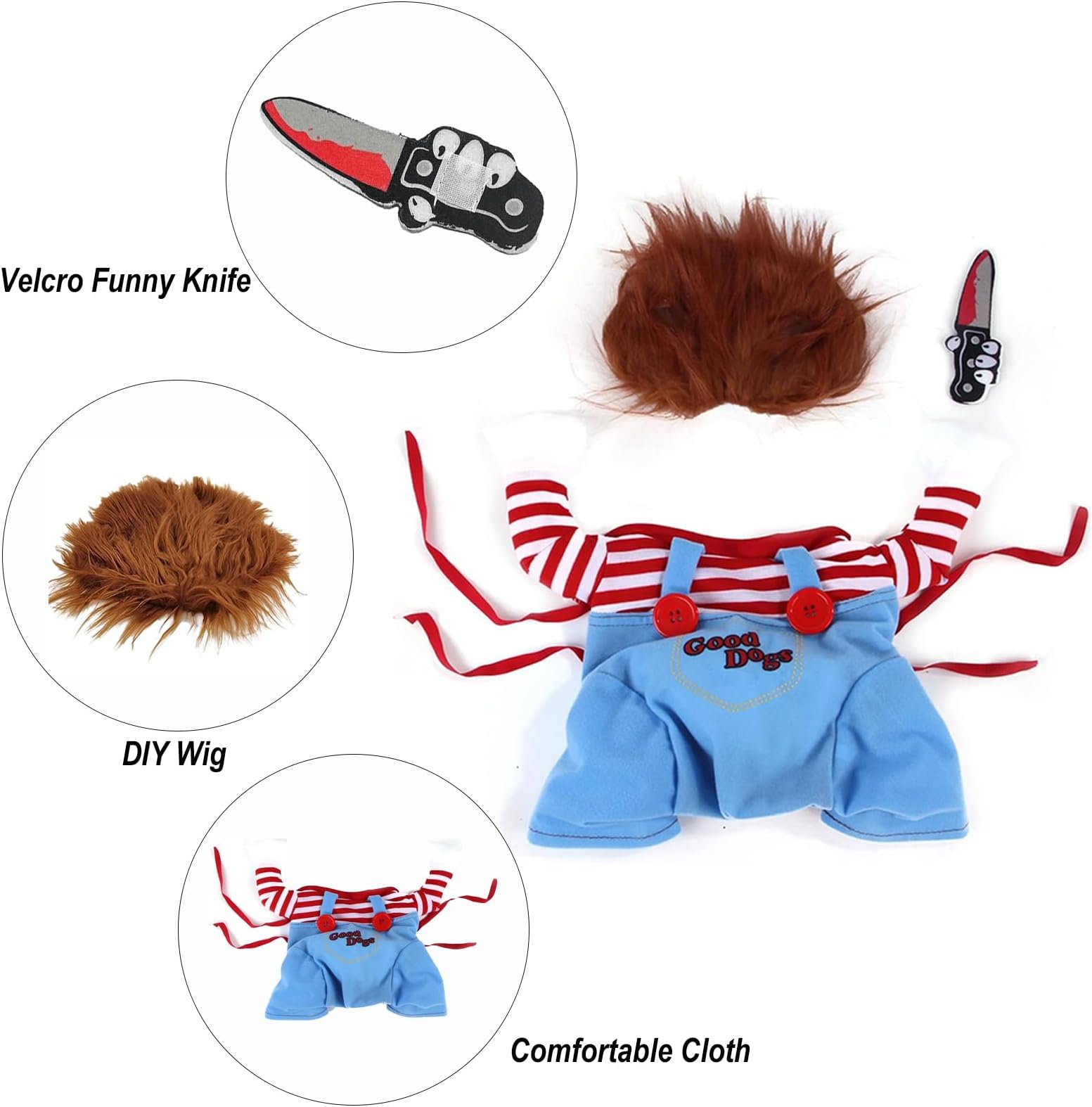 Pet Costume, Dog Funny Costume Halloween Cosplay Outfits Cute Clothes Adjustable Party Dress Up Apparel Accessories for Small Large Dogs
