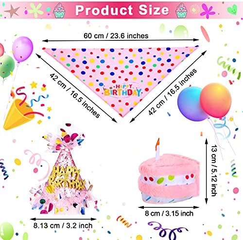 4 Pieces Dog 1st Bandana with Hat and Dress Girl Set, Puppy Birthday Party Supplies, Cute Pink Tutu Skirt Outfit for Small Medium Dogs