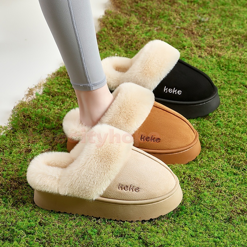 Womens winter fur slippers brown black beige ladies shearing slides slipper snow Ankle Boot women designer platform boots lady fashion Slip-On booties