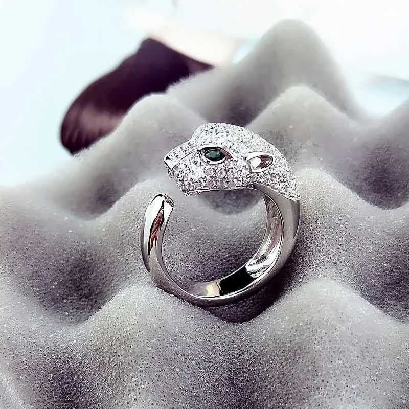 Luxury 925 Sterling Silver fine Crystal cute leopard head Rings for women fashion wedding Accories Jewelry Christmas giftsXJ241127