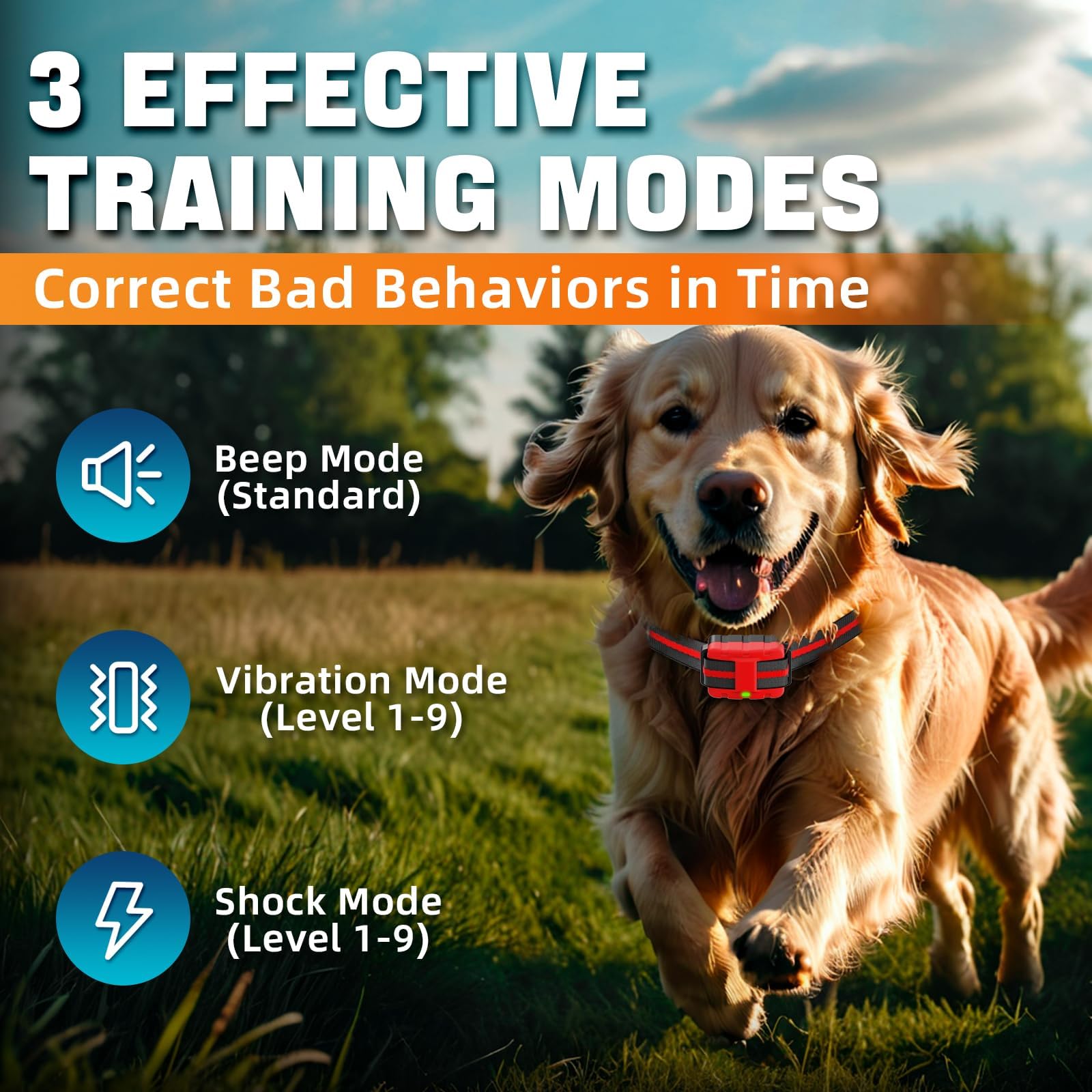 PEDONO Remote Control - Dog 15-120lbs Small Medium Large Dogs, Rechargeable Waterproof E Collar for Dogs Training with Beep, Vibration, Safe Shock