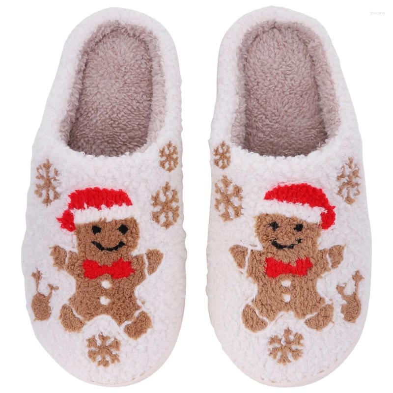 Slippers Christmas Gingerbread Man Cute Comfortable Soft Couple Anti Slip For Men Women zhanyishengli