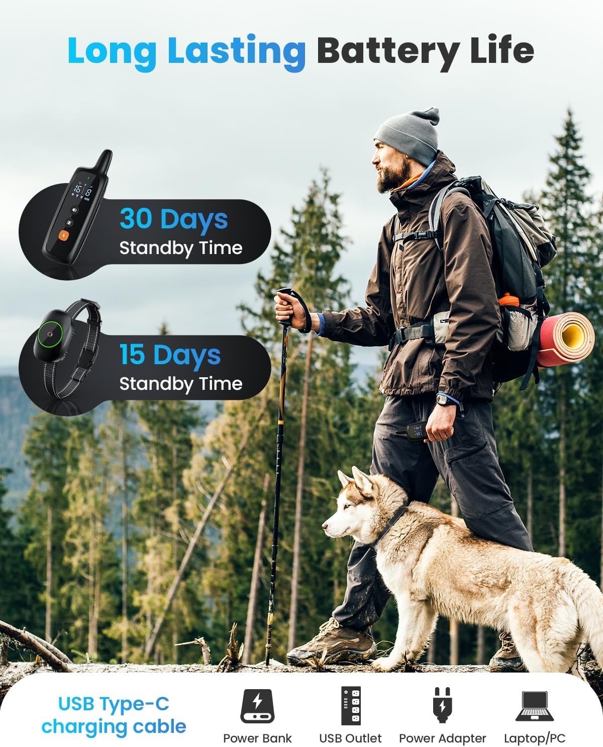 BALPQAB Shock Collar, 3 Modes Electric Dog Training Collar with Remote Waterproof, Rechargeable E-Collar for Small Medium Large Dogs (5-120 LBS