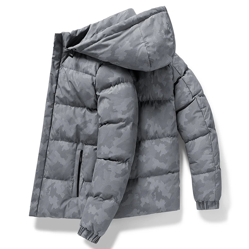 Winter MenS Casual Camo Hooded Cotton Coat Youth Fashion Loose Versatile Cold Resistant And Warm Down Male 241126