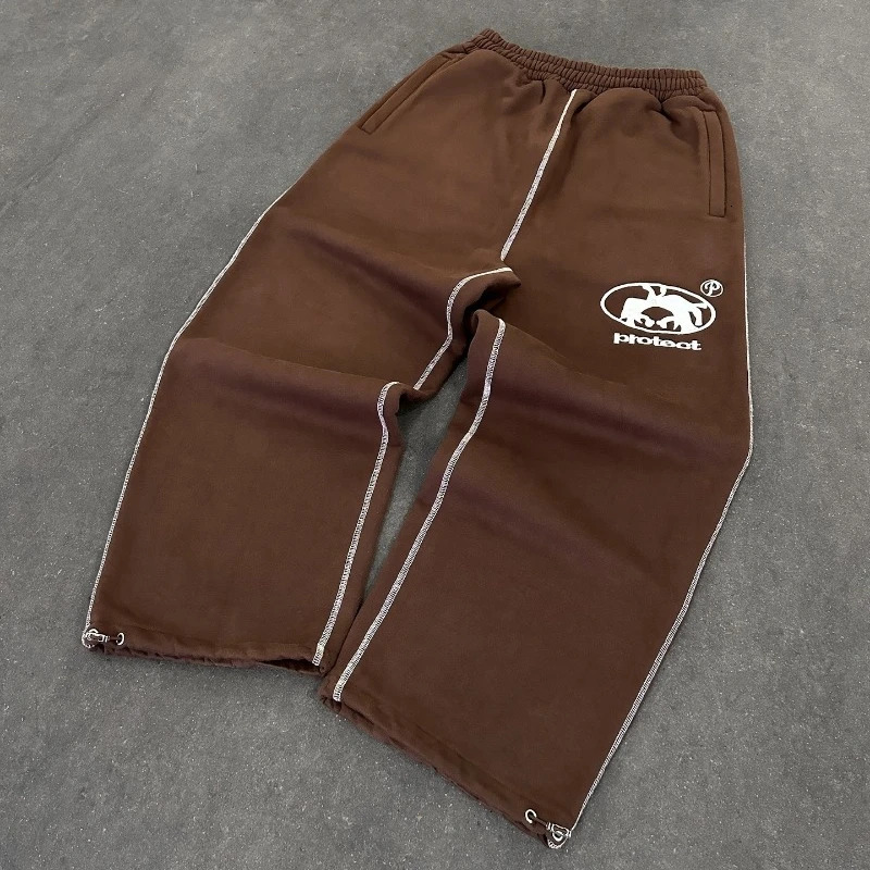 Y2K Man Pants Cargo Joggers vintage Casual Embroidered Cotton sweatpants Men Women fashion Wide Leg merican Streetwear 241126