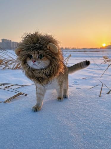 Mane Wig Dog and Costume Pet Adjustable Washable Comfortable Fancy Lion Hair Cat Clothes Dress for Halloween Christmas Easter Festival Party