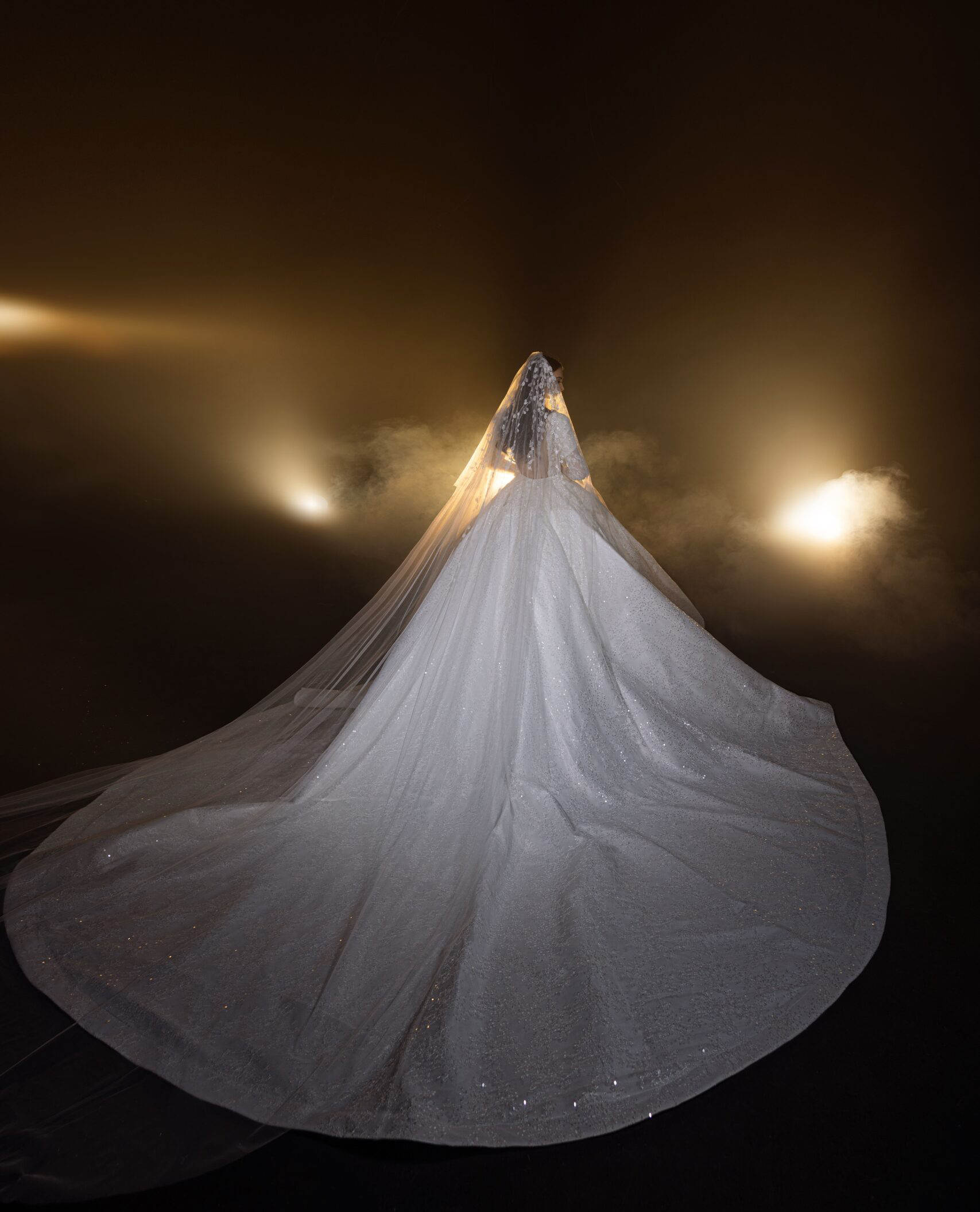 Vintage Wedding Dress For Women High Collar Long Sleeves Backless Bridal Gown Sequins Court Train Customized Dresses vestidos de novia