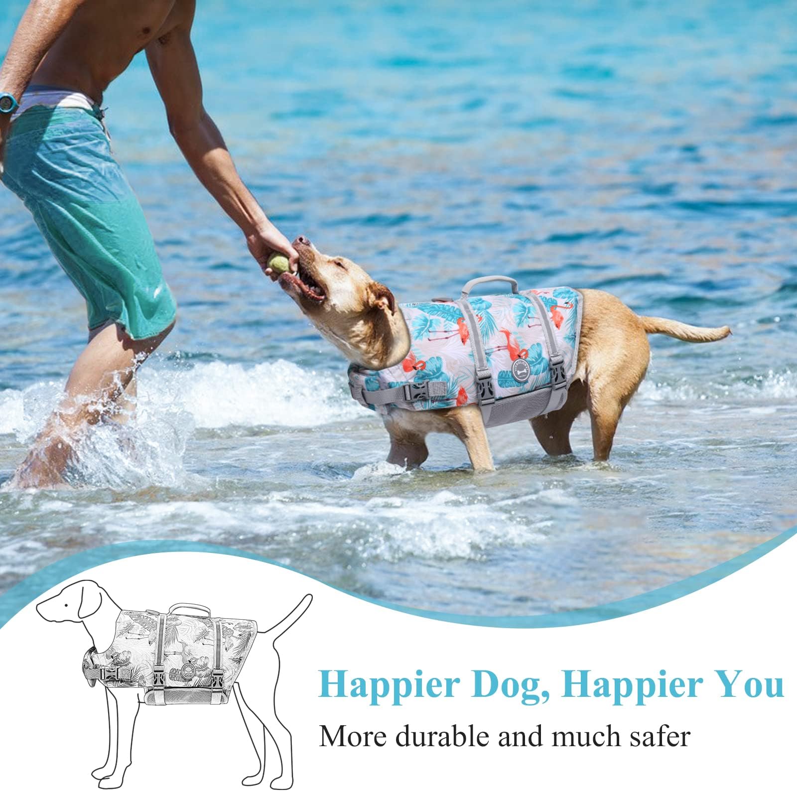 free shipping VIVAGLORY Ripstop Life et for Small Medium Large Dogs Boating, Dog Swimming Vest with Enhanced Buoyancy & Visibility, Northeast Florals-