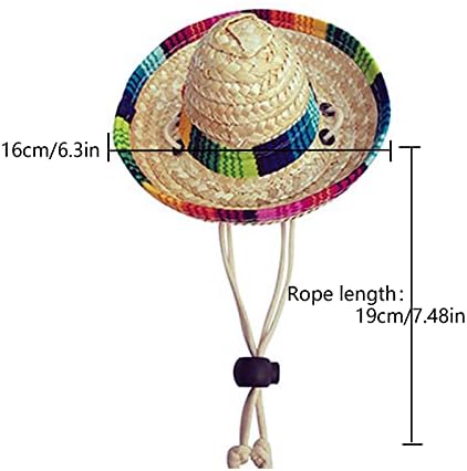 AWOCAN Straw Hat Funny Mexican Sombrero Cap Party Decorations Cinco De Mayo Pet Hats for Small Pets/Puppy/Cat