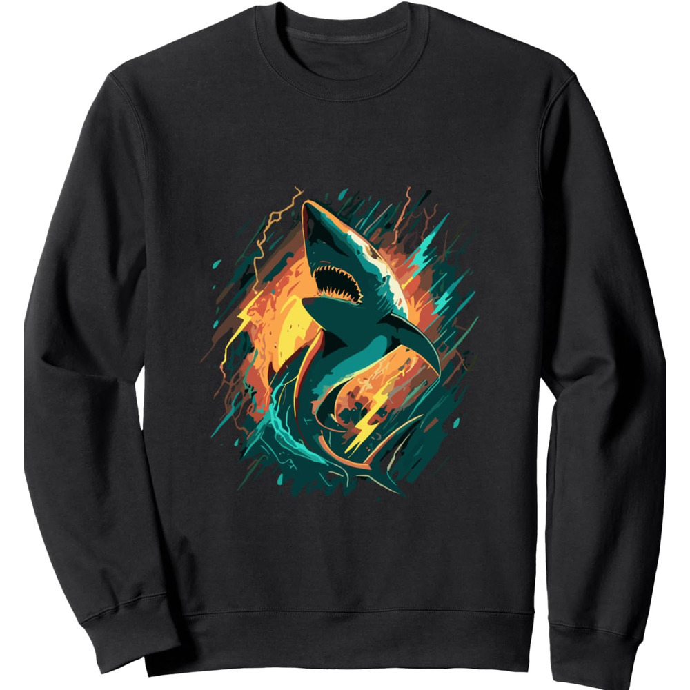 Long Sleeve Shirts for Men sweatshirt Big Shark Design Sweatshirt T shirt Tee Streetwear Casual tops clothes cool