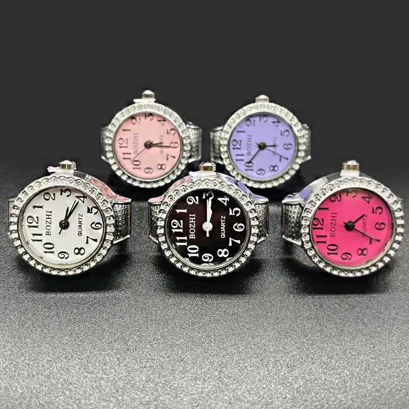 Steel Fun New Roman Quartz Finger Rings Vintage Punk Mini Elastic Str Alloy es Couple Rings Jewelry Clock Women MenXJ241127