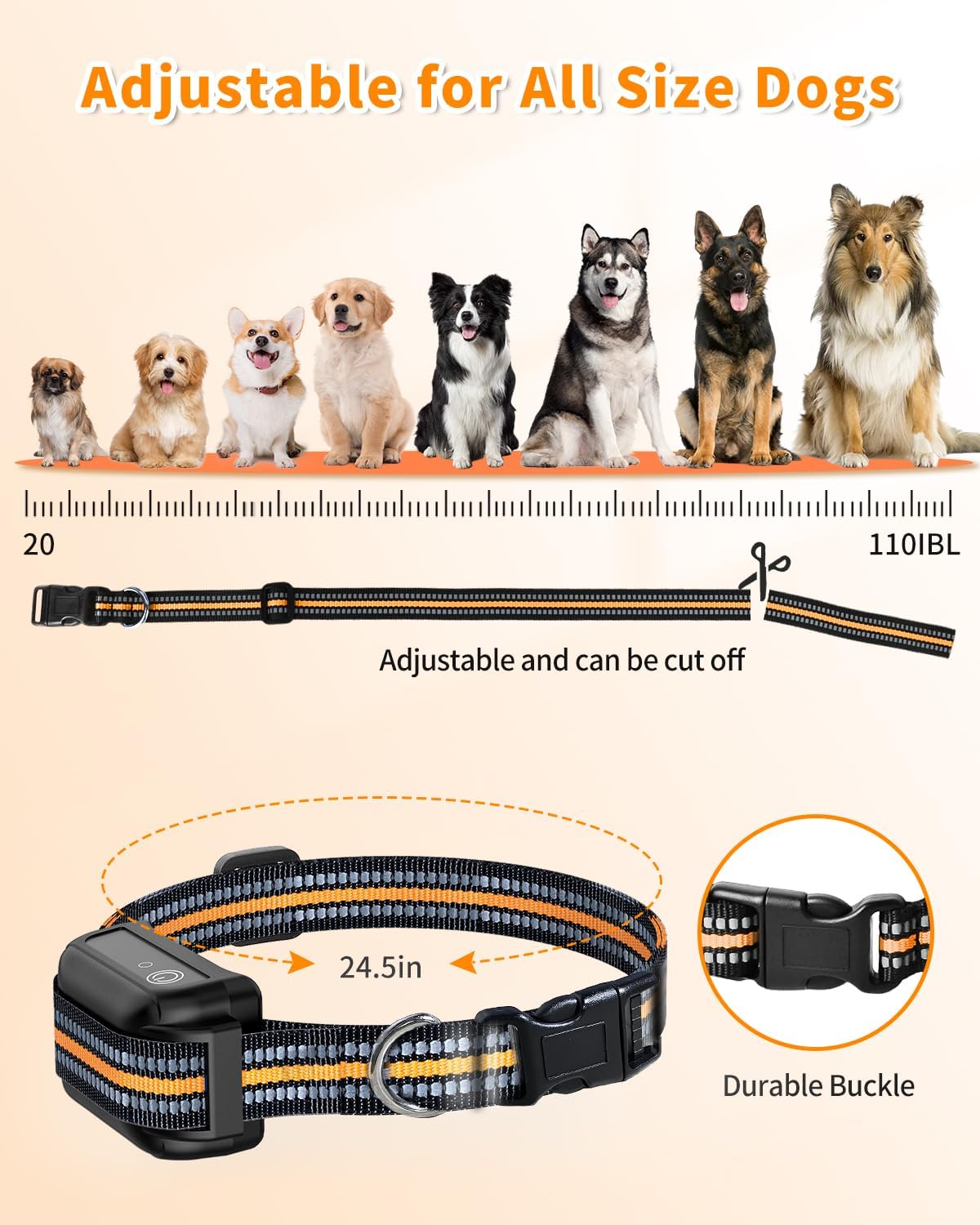 iDogin 2500FT Dog with 4 Training Modes, IPX7 Waterproof Shock Collar, Rechargeable Electric Collar for 20-110lbs Medium Large Small Dogs