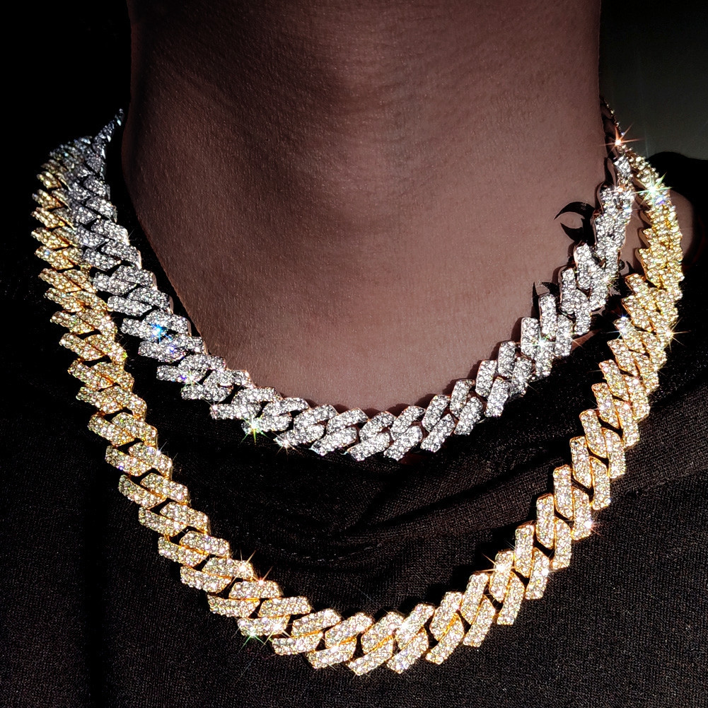 Hip Hop Fashion Jewelry Necklace Iced Out Miami Cuban Links Pass Diamond Tester Sterling Silver 10mm Moissanite Cuban Chain Necklace