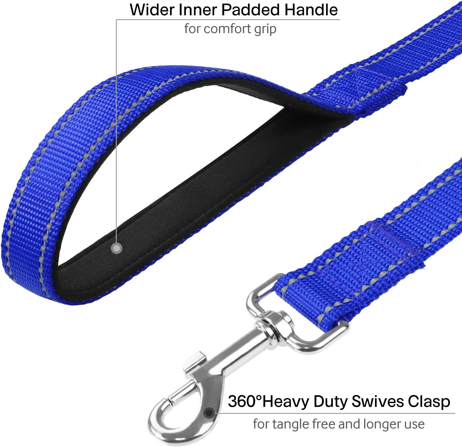 FunTags 6FT Reflective Dog Leash with Soft Padded Handle Training,Walking Lead for Large & Medium Dog, Inch Wide,HOTPINK