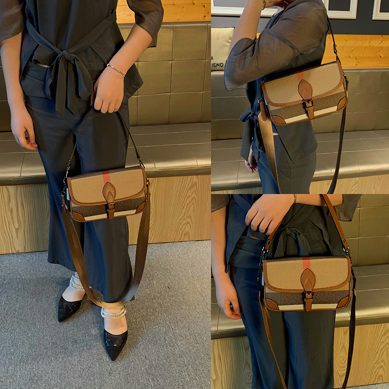 Advanced Plaid Women's Bag Fashionable And Versatile Armpit Bag Wide Shoulder Designer Single Shoulder Crossbody Bag