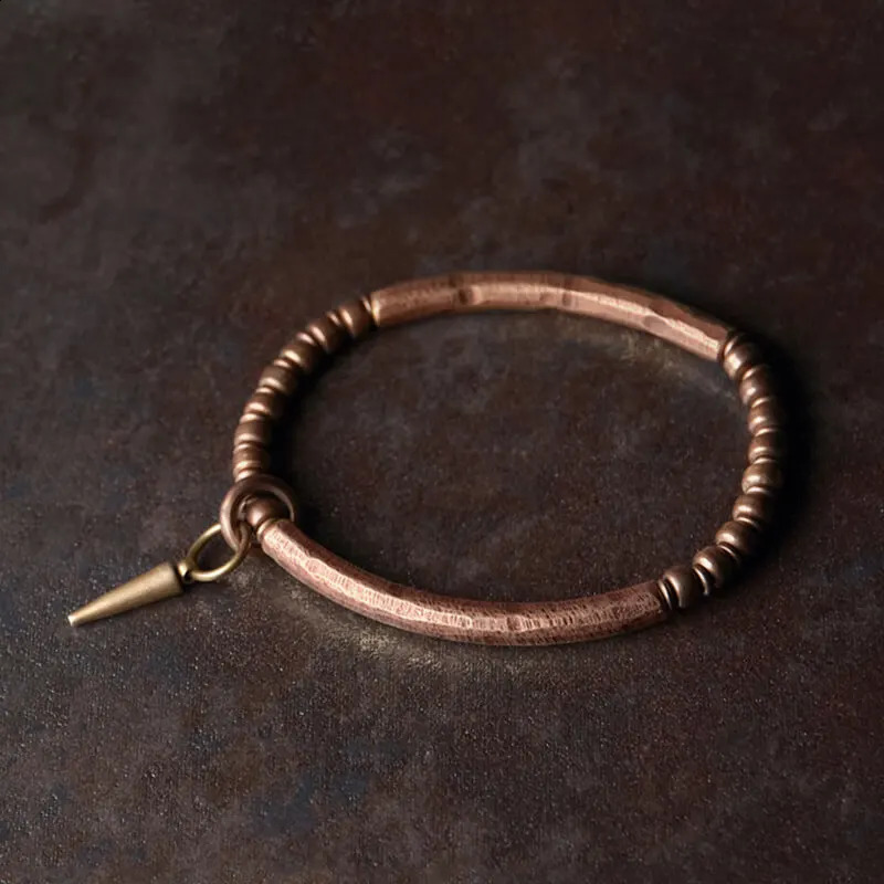 4PX Hammered Pure Copper Bracelet Retro Processed Oxidized Street Rock Style Metal Vajar Unisex Men Women Gift Jewelry 241127 - view 3
