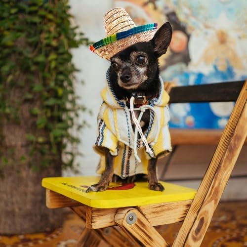 AWOCAN Straw Hat Funny Mexican Sombrero Cap Party Decorations Cinco De Mayo Pet Hats for Small Pets/Puppy/Cat