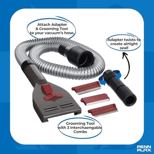 Penn-Plax VacGroom Pet Grooming and Shedding Vacuum Attachment Kit u2013 Great for Dogs, Cats, and Your Furniture! Works With Almost All Vacuum Brands