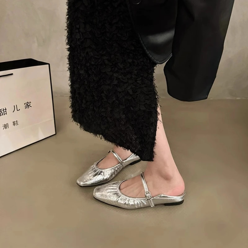 Women Flats Mary Janes Shoes Spring Fashion Square Toe Shallow Ladies Soft Sole Ballerinas Flat Heel Casual Ballet Shoes 241127