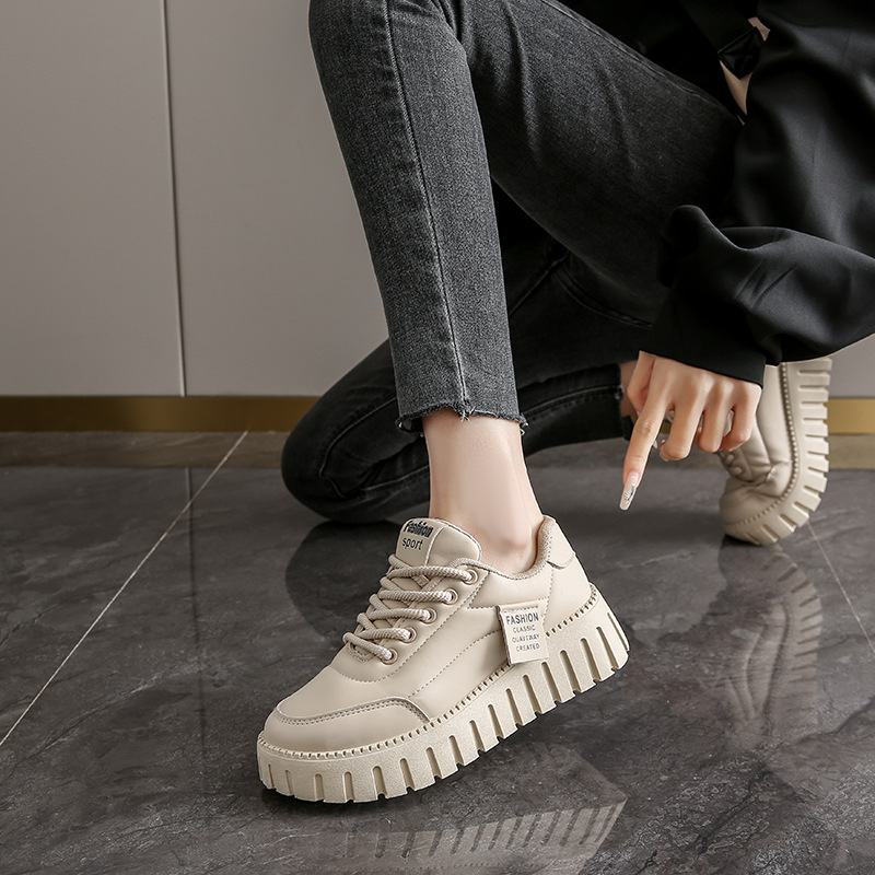 Female New Spring White Little Student Korean Edition Instagram Trendy Versatile Thick Sole Board Casual Shoes Lhshoe