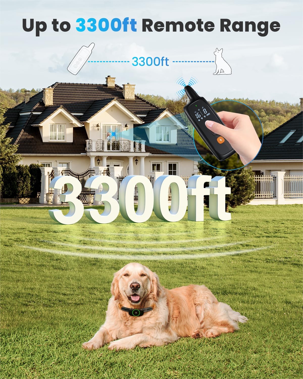 BALPQAB Shock Collar, 3 Modes Electric Dog Training Collar with Remote Waterproof, Rechargeable E-Collar for Small Medium Large Dogs (5-120 LBS