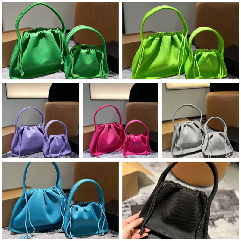 Ryan Small Bag Rib Knit Womens Neon Yellow Dust-Bag Designer Structured Shoulder Strap Purse Tote Print Logo Ribbed Nylon Handbag