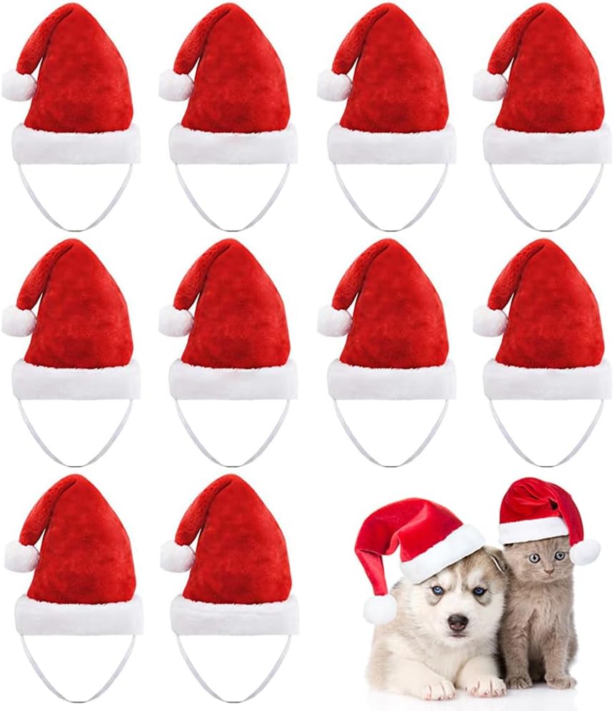 Beiabang Dog Cat Costumes Santa Hat Pet Christmas Photo Props for Puppy Kitten Small Cats Dogs