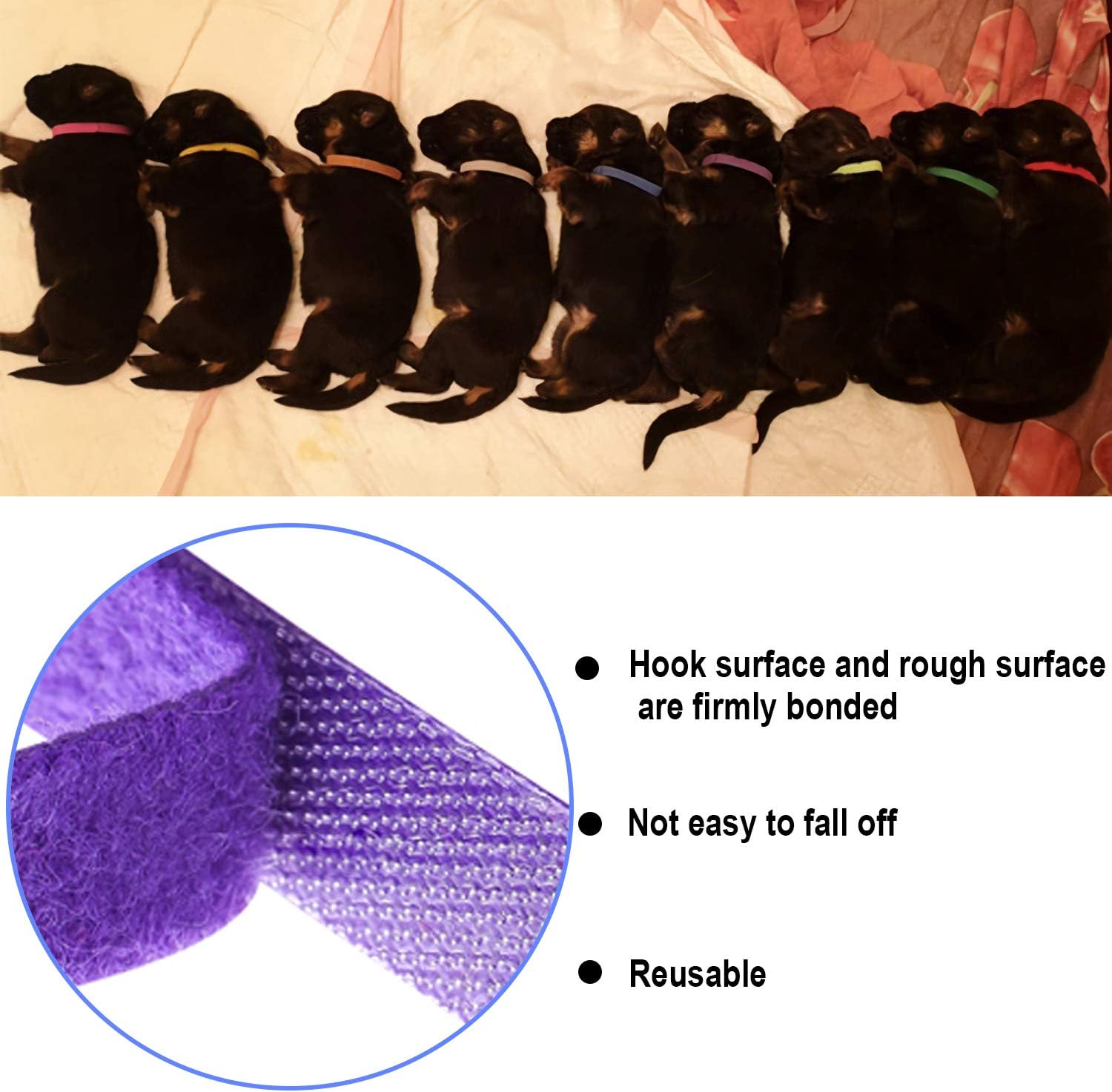 30 Pcs Puppy ID Collar Whelping Newborn Pet Collars Double-sided Soft Adjustable Identification Collar ID Bands for Newborn Pet Dog Cat 15 Colors