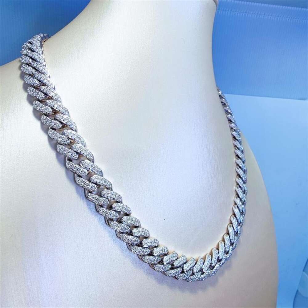 Sgarit Hip Hop Bling 3mm 4mm 5mm 6mm Gra Certified 10k Cluster Moissanite Tennis Chain Gra White Gold Necklace Jewelry