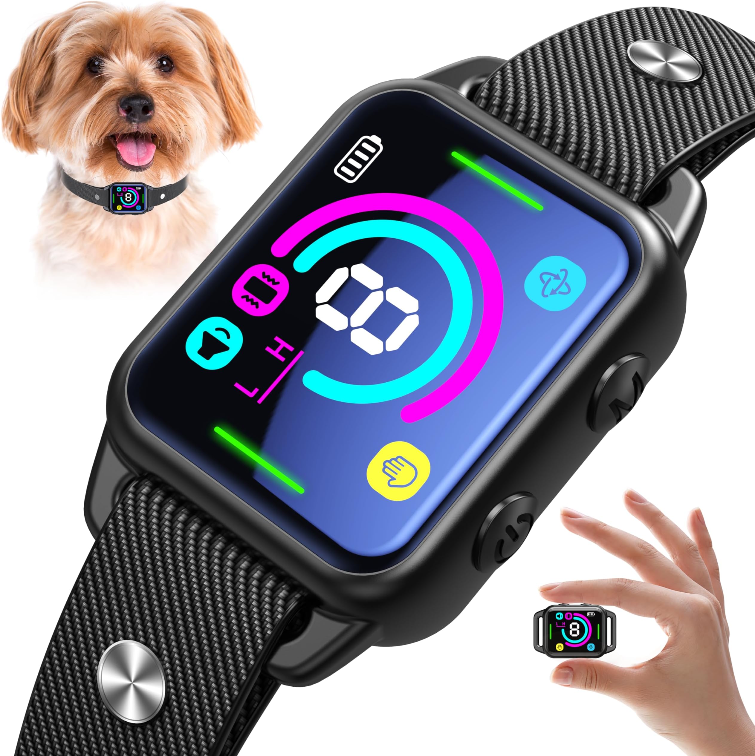 SLAYKAM Small Medium Dogs, Humane No Shock Dog 2 Vibrations Beep, Rechargeable Anti Barking Collar with 8 Adjustable Sensitivity, Smart Bark Collars f
