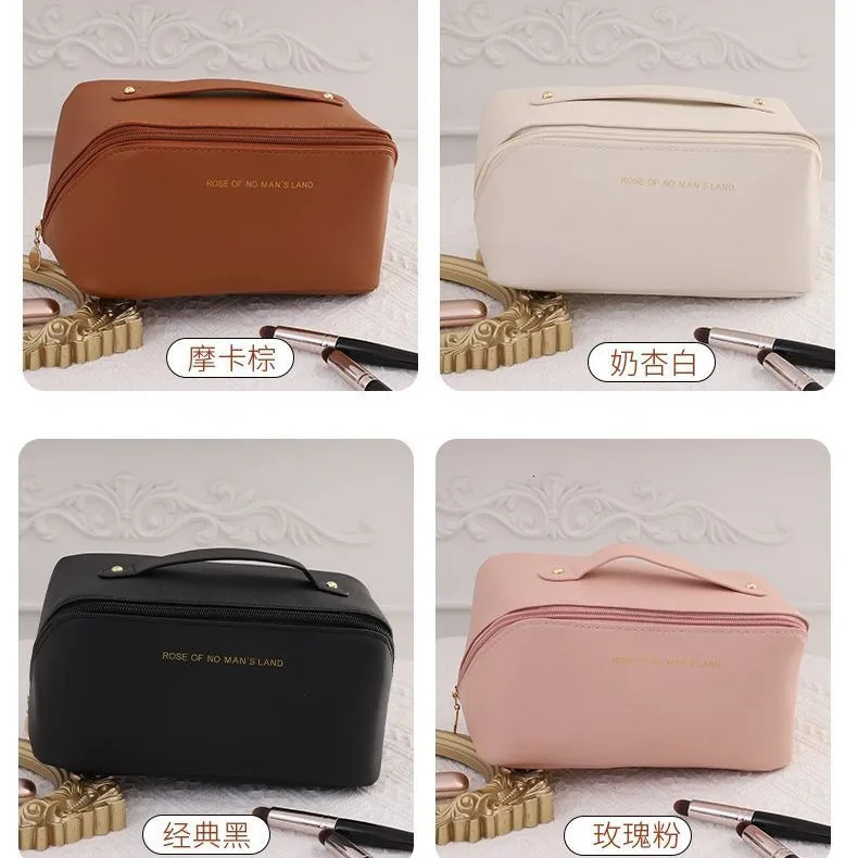 Cosmetic ins large capacity pillow storage PU leather portable cosmetic travel business travel portable toilet bag 241127