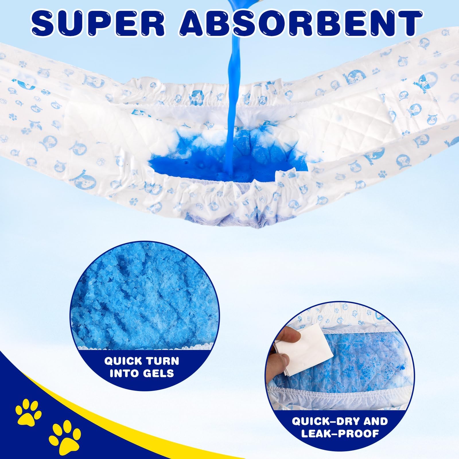 XPCARE 50 Count Disposable Male Dog Diapers, Male Dog Wraps,Super Absorbent Leak-Proof Fit