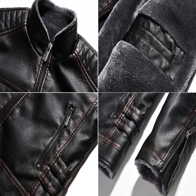 Maxulla Winter Mens PU Jackets Fashion Motorcycle Leather Coats Casual Fur Collar Warm Biker Coat Clothing 241112
