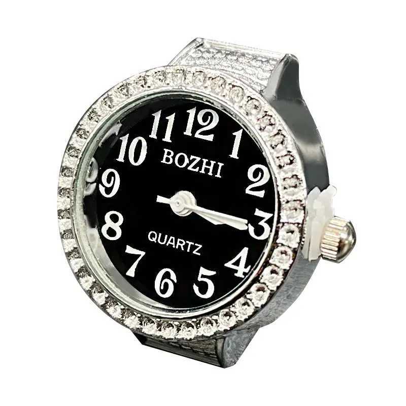 Steel Fun New Roman Quartz Finger Rings Vintage Punk Mini Elastic Str Alloy es Couple Rings Jewelry Clock Women MenXJ241127