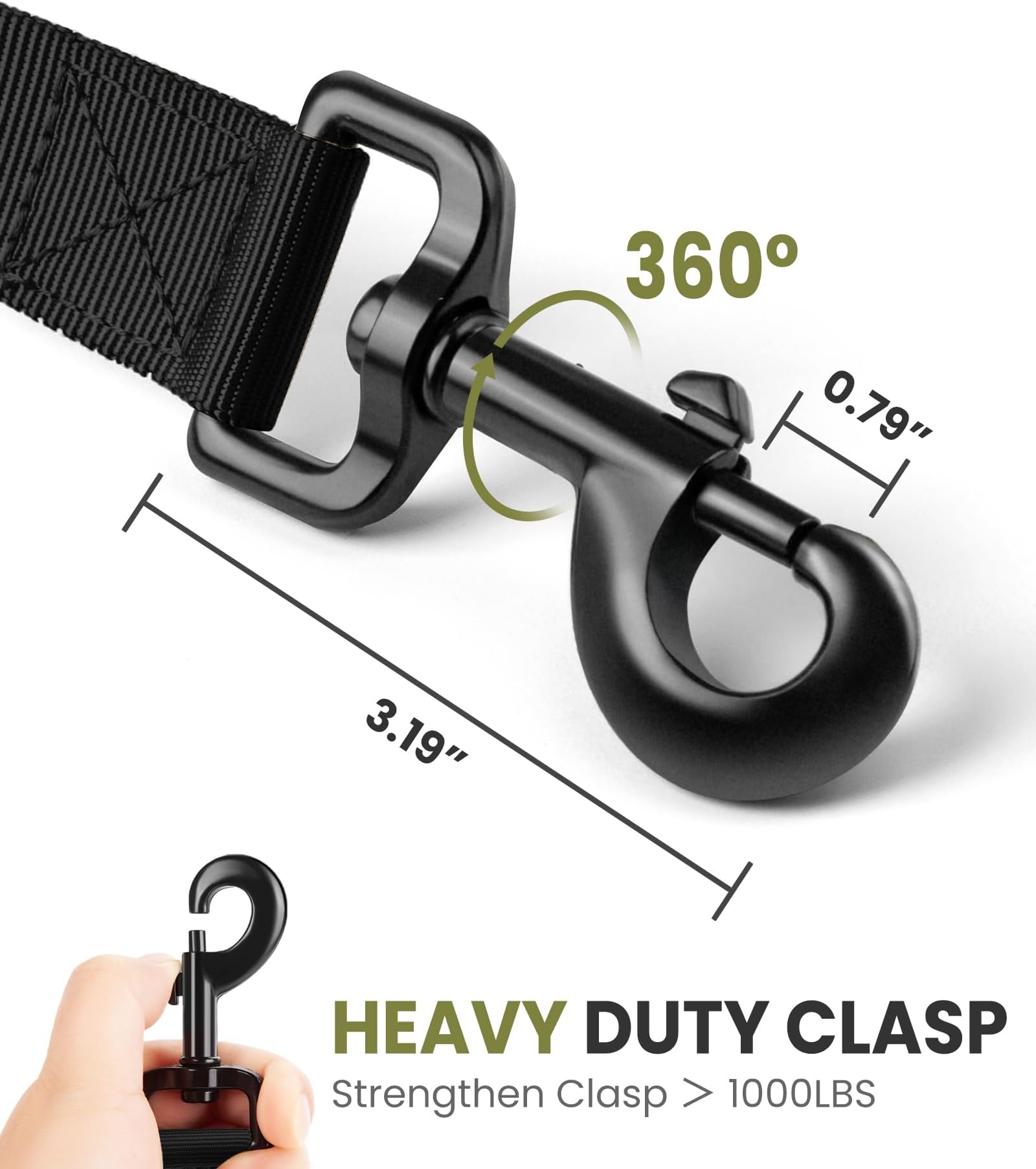 OutdoorMaster Bungee Heavy Duty Leash with Shock Absorption, 2 Padded Handles Training Leash, Improved Dog Safety and Comfort (, 4FT
