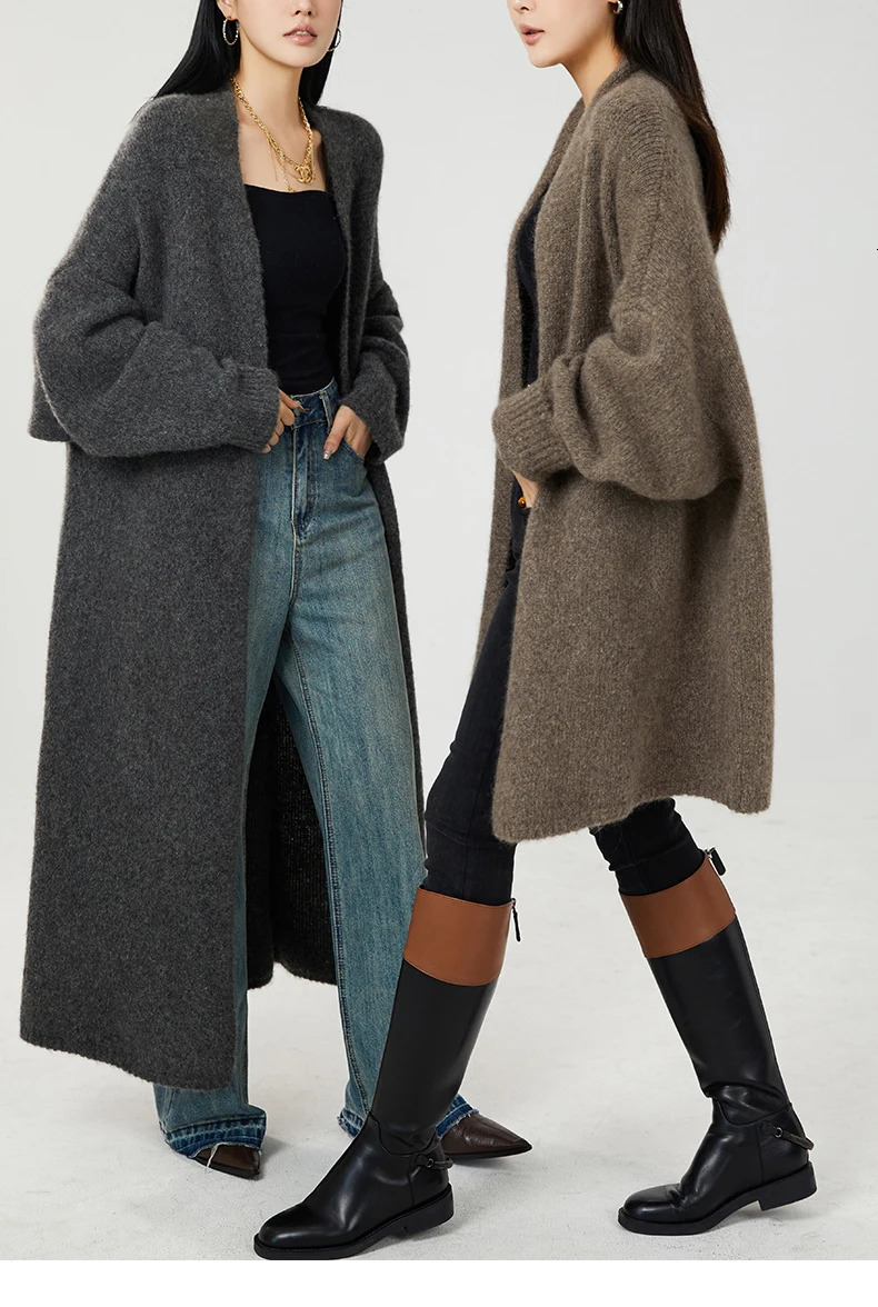 Cashmere Buttonless Cardigan Coat Long Sleeve Shawl Light y Plus Size 241112