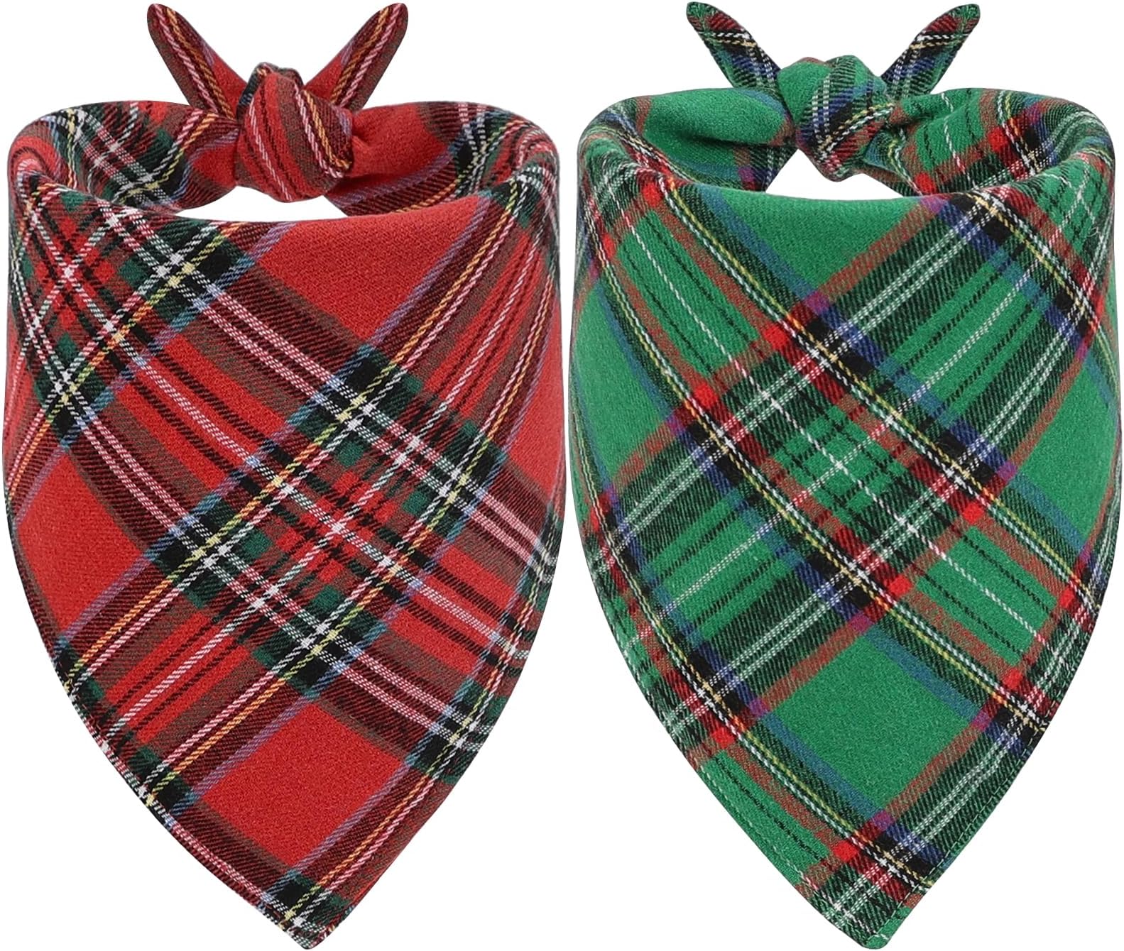 Vivifying Bandana, 2 Pack ic Plaid Triangle Scarf Small Dogs and Medium Dogs, Holiday Dog Christmas Costume for Festive Photo Prop, Party Decor (, Gre