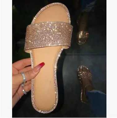 New Summer Women Crystal Slippers Glitter Flat Soft Bling Female Candy Color Flip Flops Indoor Ladies Slides Hot Beach ShoesXJ250207